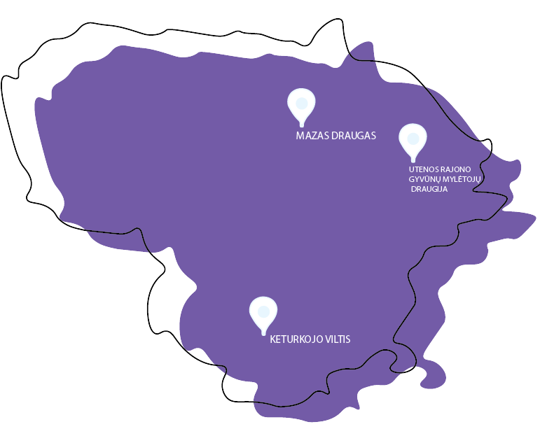Map of the partner shelters in Lithuania